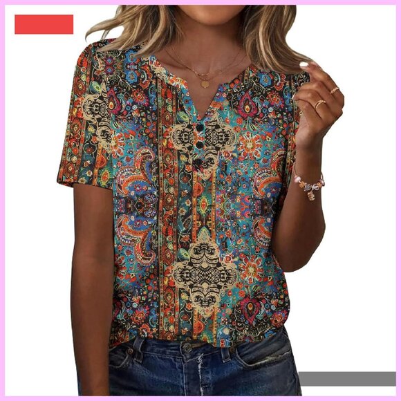 Short Sleeve V Neck Blouse Business Casual Work Top - Picture 1 of 4